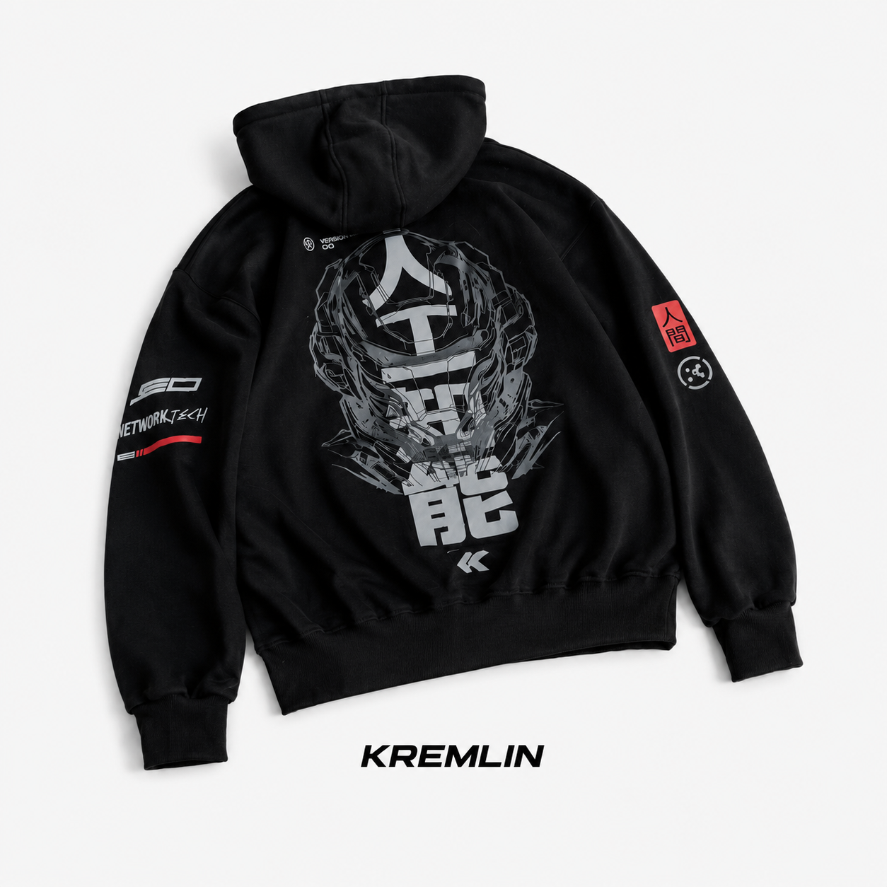 Kremlin Neo Hoodie - Zipper Hoodie Black Cybertech