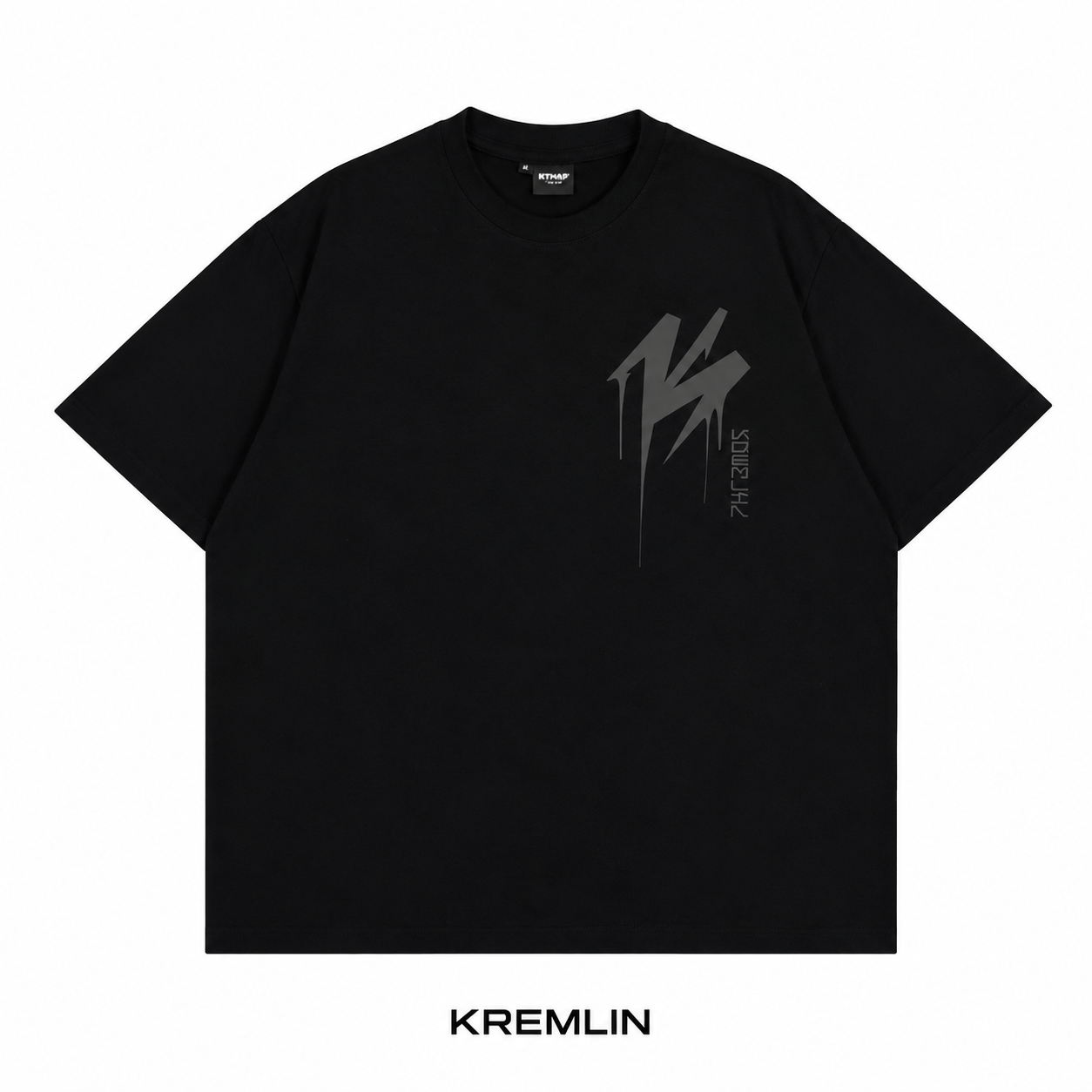 KREMLIN T-Shirt Oversized Relaxed Fit Black Puff - Crawling