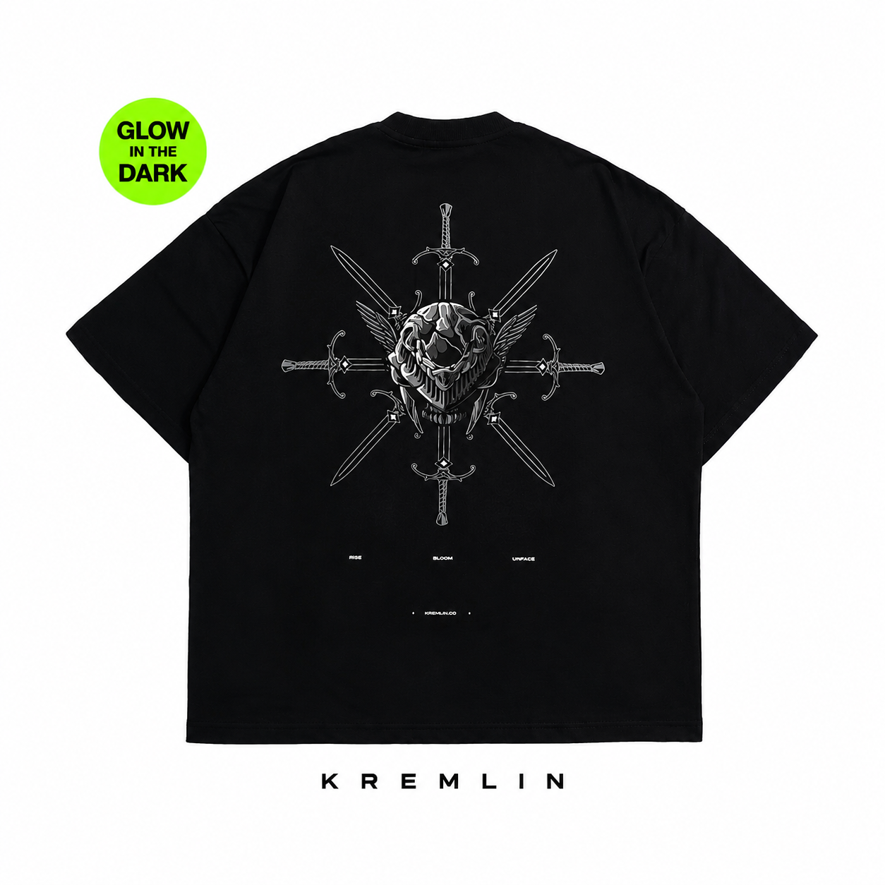 KREMLIN Oversized Glow-in-the-Dark Relaxed Fit T-Shirt (Black) - Unfade