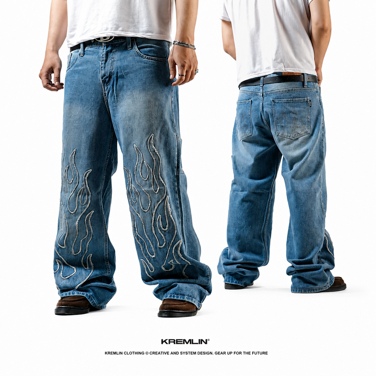 KREMLIN Loose Fit Denim Jeans Sky Blue Wash - BLAME