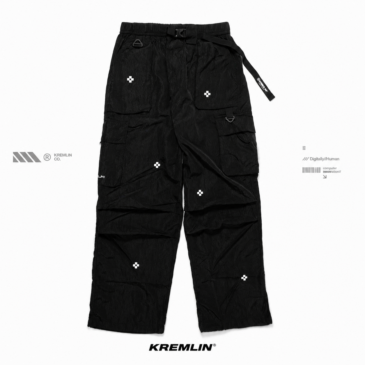 KREMLIN Long Cargo Nylon Crinkle - Black - Pyro